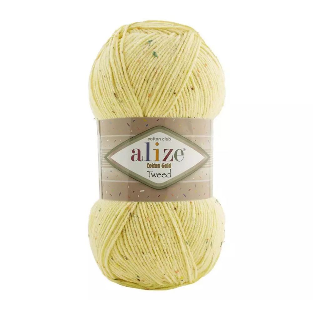 Пряжа Alize (Ализе) Cotton Gold Tweed / уп.5 мот. по 100 г, 330м, 643 желтый A
