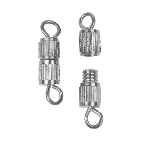 Замок винтовой для бус арт.MH.11192-2 цв.серебро 14х4мм уп.50 шт