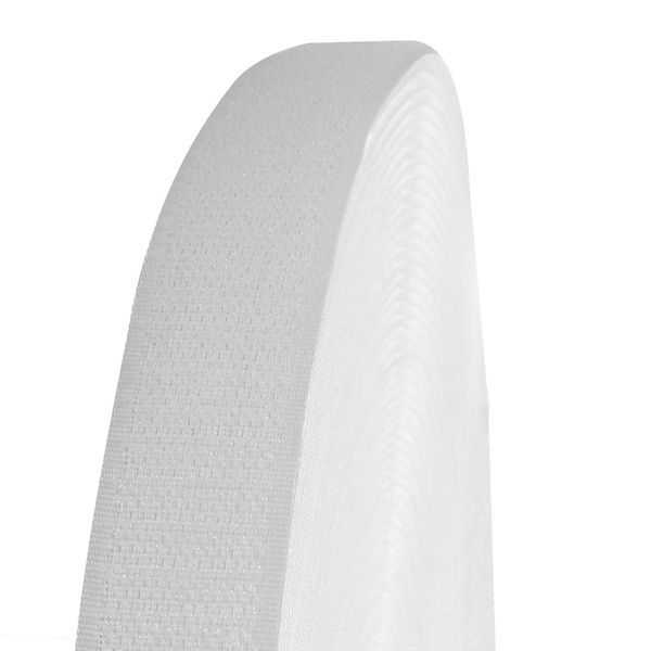 Лента контактная липучка (велкро) пришивная 25 мм / 25 метров, F101 белый, КРЮЧОК, качество 