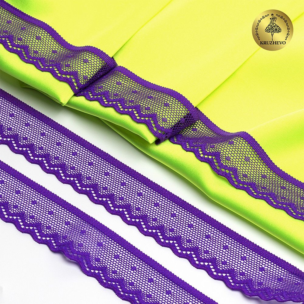 Кружево эластичное (стрейч) 25 мм, 8028, цв.A0507 фиолетовый неон уп.50м, Kruzhevo