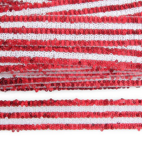 Тесьма с пайетками лампасная 3,5см / 14,63м (красный), 3AR070