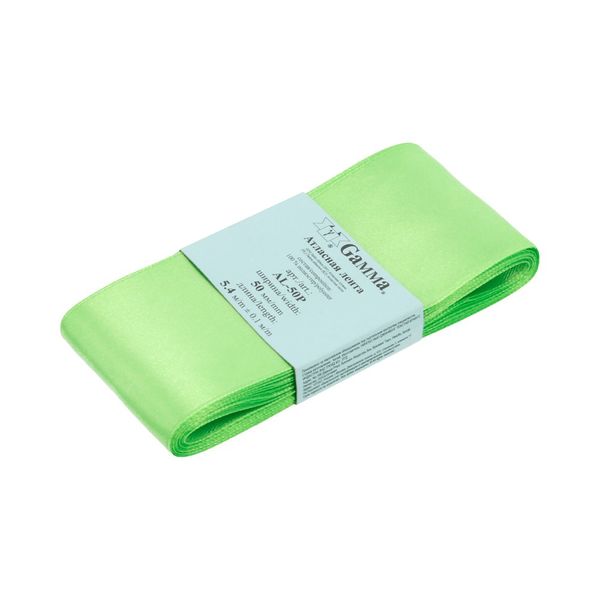 Лента атласная 1-сторонняя 50.0 мм / 5 шт по 5.4 метра, №089 св-салатовый, Gamma AL-50P