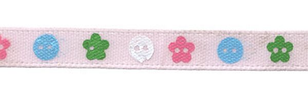 Лента атласная с рисунком 6.0 мм / 22.8±1 метра, B2/067 пуговки/св-розовый, Gamma ALP-064