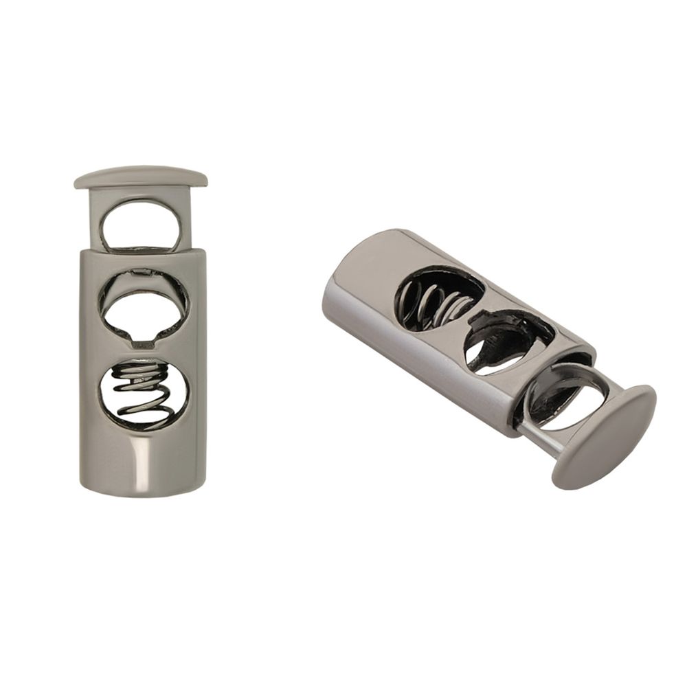 Фиксатор (зажим) для шнура металл 2 отв. ⌀4,4 мм, 23х8 мм, металл (чер.никель), 20 шт