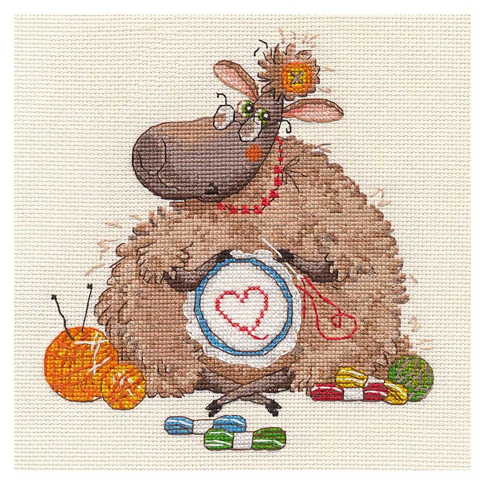Набор для вышивания нитками Овен 1466, Овечка Глаша 16х17 см