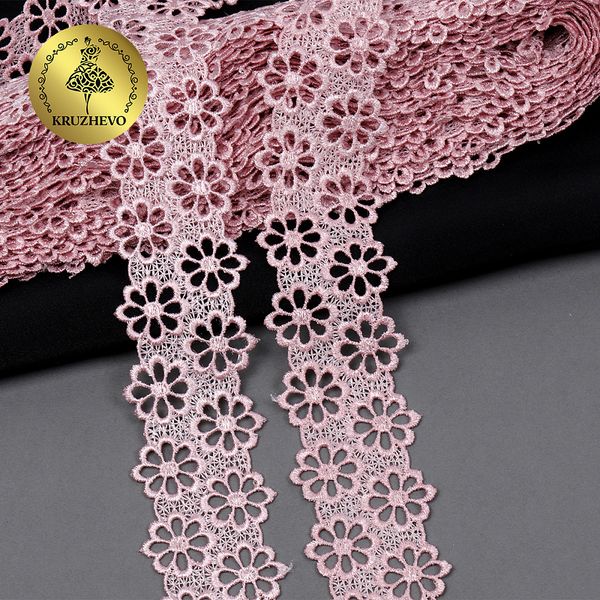 Кружево гипюр (плетёное) 44 мм, диз. 133, цв.7 розовая пудра, уп. 9 м, Kruzhevo