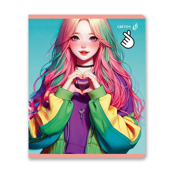 Тетрадь ученическая общая, матовый сплошной лак+запечат.форзац+титул лист A5+ 96 л. на скобе 65 г/м², белизна 100 %, 5 шт, клетка, 01125 Микс-Залайкай, Светоч Т79