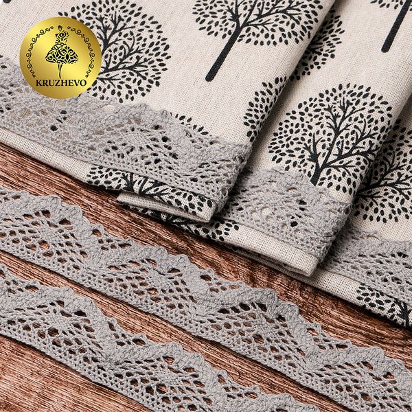 Кружево вязаное (тесьма) 30 мм / 10 метров, цв.25 св.серый, Kruzhevo