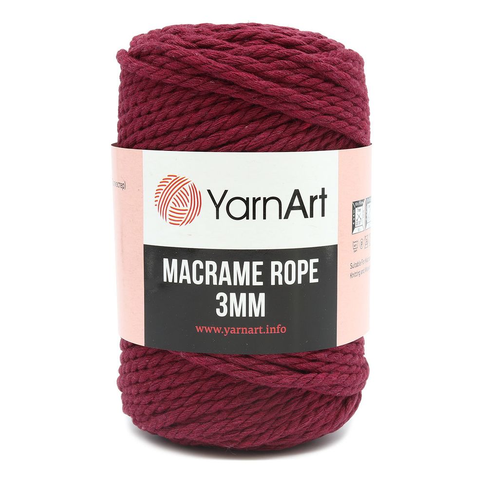 Пряжа YarnArt (ЯрнАрт) Macrame Rope 3мм / уп.4 мот. по 250 г, 63м, 781 малиновый