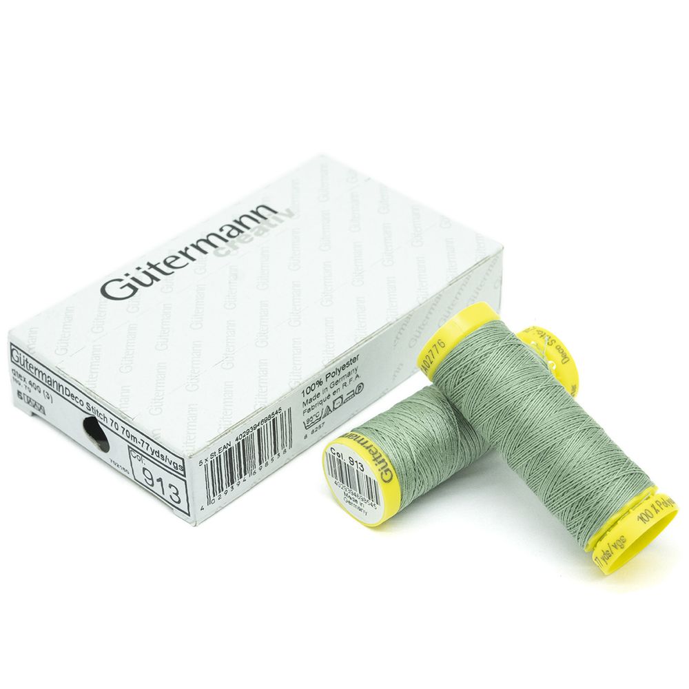 Нитки отделочные Gutermann Deco Stitch 70, 70м, 913 бледный папоротник, 5 катушек