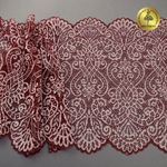 Кружево бельевое эластичное 225 мм / 25 м, 40992 цв.бордо+св.розовый, Kruzhevo