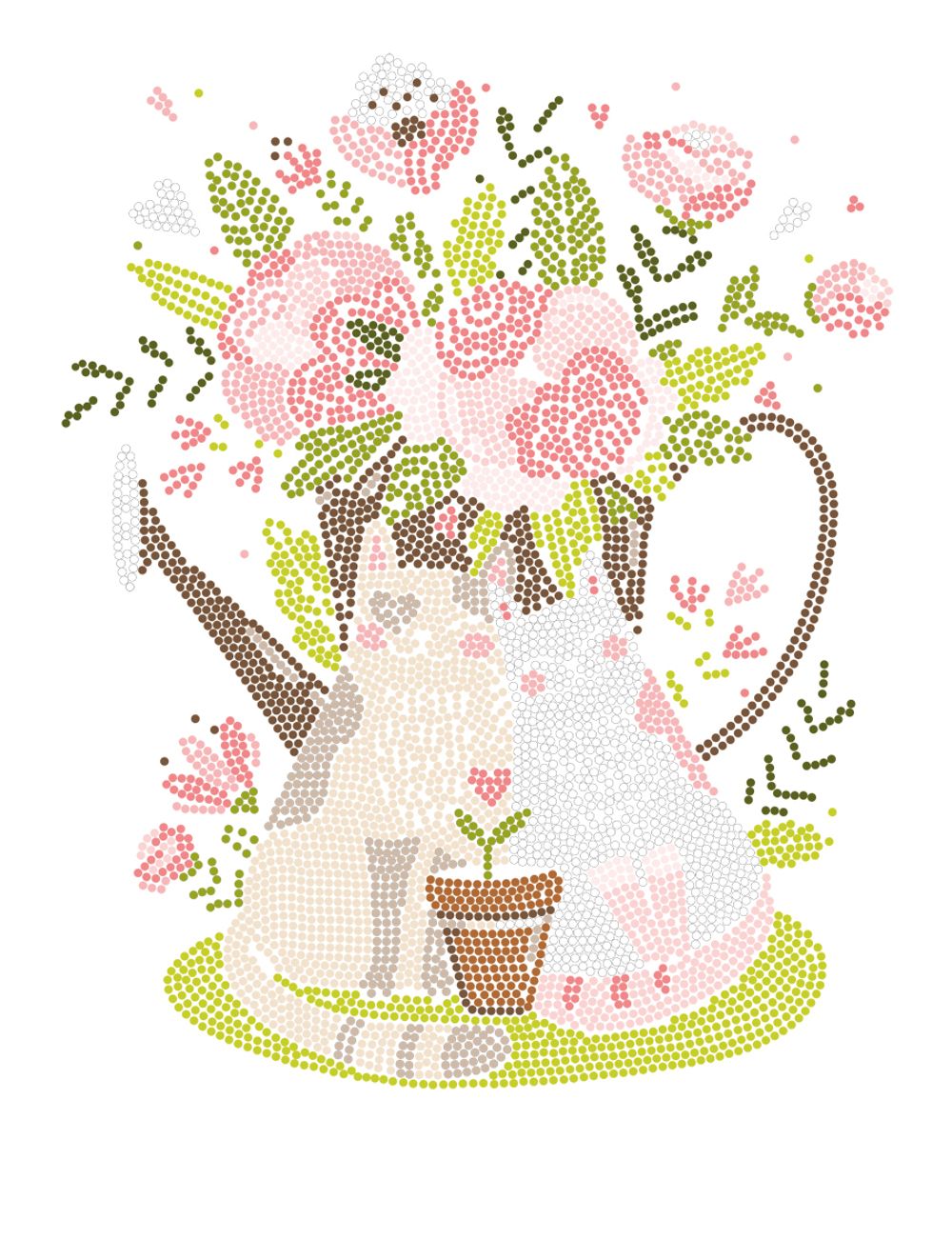 Алмазная (кристальная) мозаика Фрея ALBP-308, постер Цветы и котики, 30х40 см