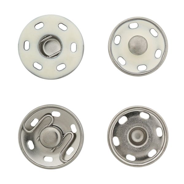 Кнопка пришивная металл ⌀21.0 мм, никель / белый, 10 шт, КПР6