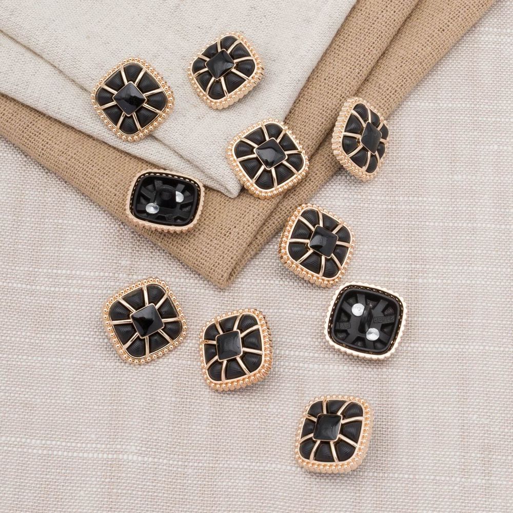 Пуговицы на ножке 28L=18 мм, металл, GD.Black (золото-черный), 10 шт, MP07