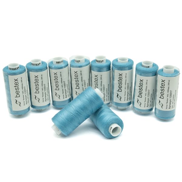 Нитки швейные бытовые Bestex 40/2, 365 м (400 ярд) / 10 кат., 104 бирюзово-голубой