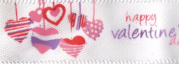 Лента атласная с рисунком 12.0 мм / 22.8±1 метра, H12/001 сердечки/белый, Gamma ALP-123