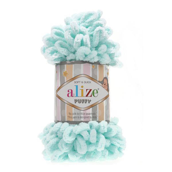 Пряжа Alize (Ализе) Puffy / уп.5 мот. по 100 г, 9м, 015 светлая бирюза A