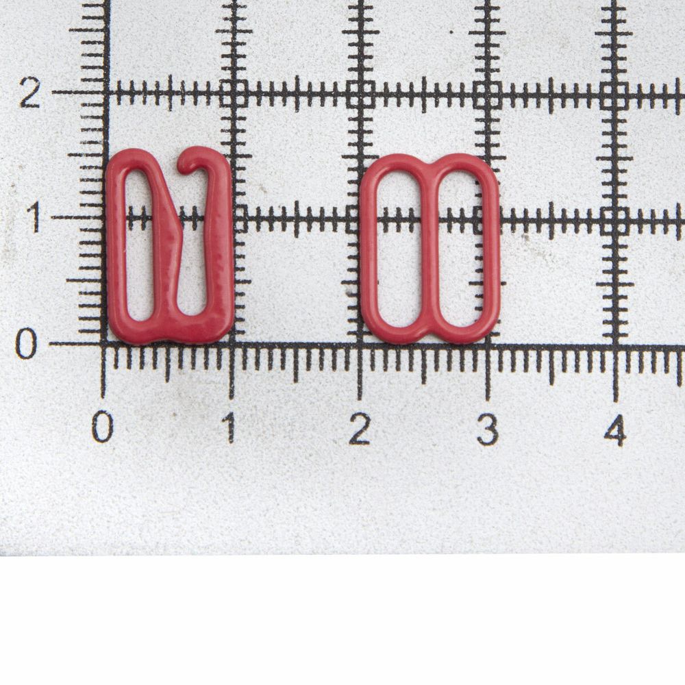 Набор крючки + регуляторы для бюстгальтеров металл 12 мм, (12 крюч., 6 регул.), темно-красный
