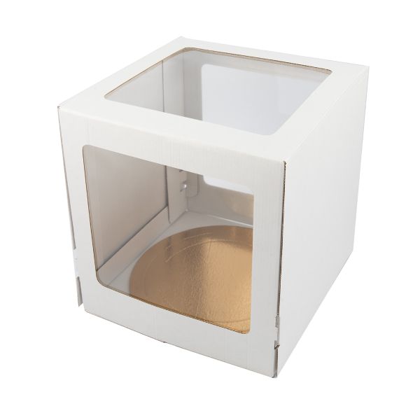 Кондитерская коробка для торта С 3 ОКНАМИ + подложка, 26.5х26.5х29 см, S-Chief, BFC-044