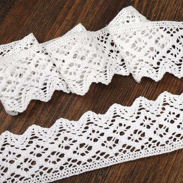 Кружево вязаное (тесьма) 50 мм / 10 метров, TBY.1003 цв.01 белый, Kruzhevo