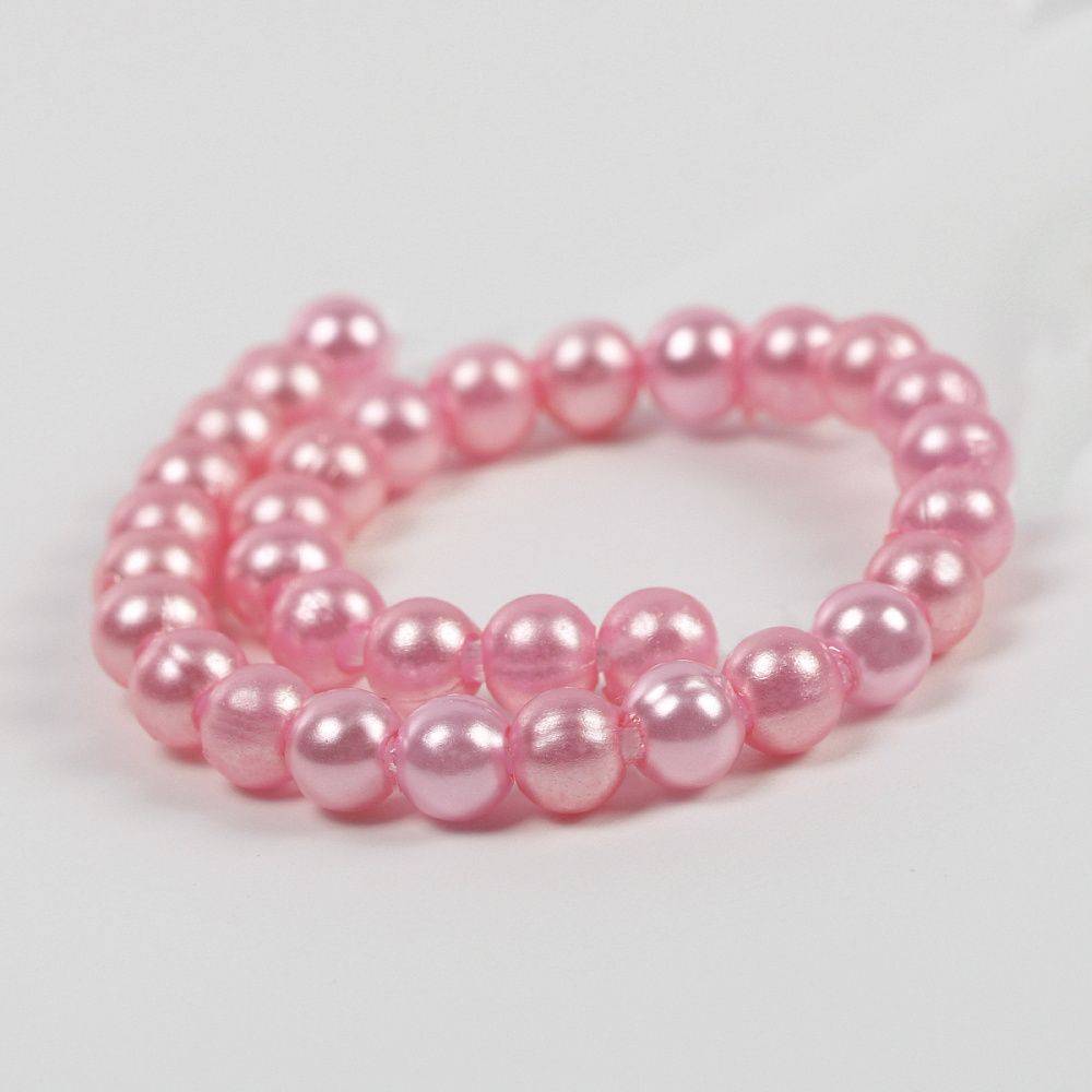 Бусины пластик (перламутр) ⌀8 мм, цв.015 розовый, уп.500г (2130 шт), Magic4Hobby