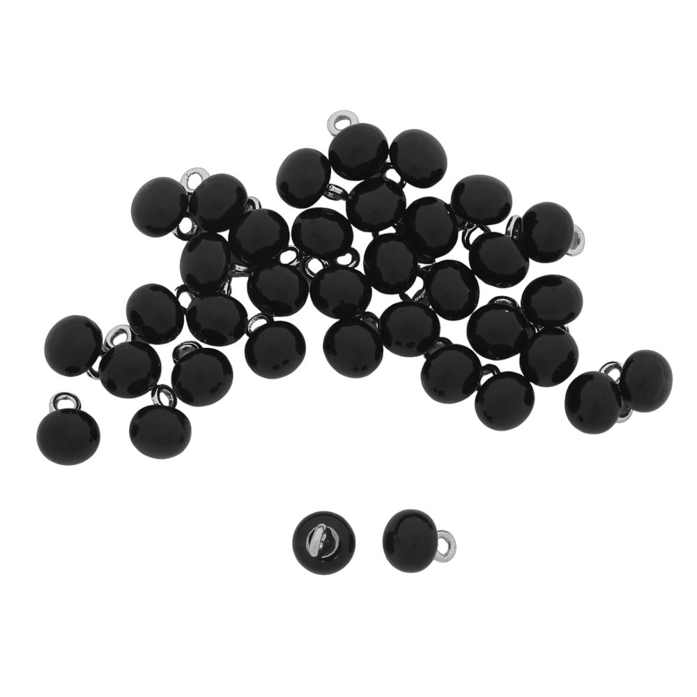 Пуговица-жемчужина 13L (8мм) на ножке, пластик/металл (Black (черный)), GE01, 32 шт