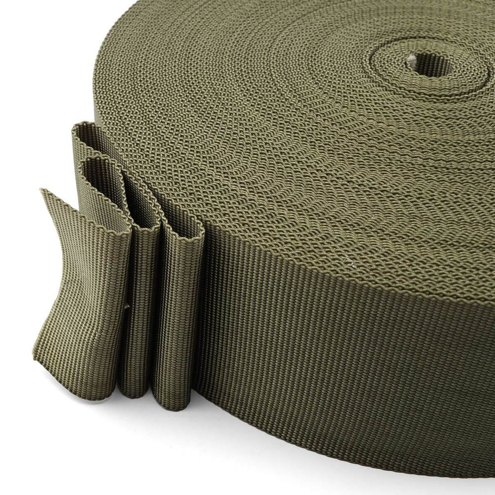 Стропа (ременная лента) 60 мм, 30 м, толщ. 1.0 мм, [37.9 г/пог.м], 100% п/э, 016 хаки, С761