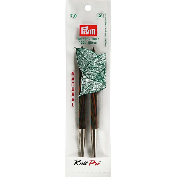 Спицы съемные длинные ⌀7.0 мм, 11.6 см, 2 шт, Prym Natural 223330