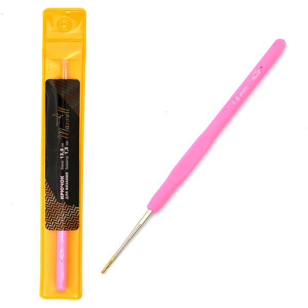 Крючки для вязания с золотой головкой 1,5 мм, MAXW.8203, никель, розовый, 10 шт, Maxwell Gold