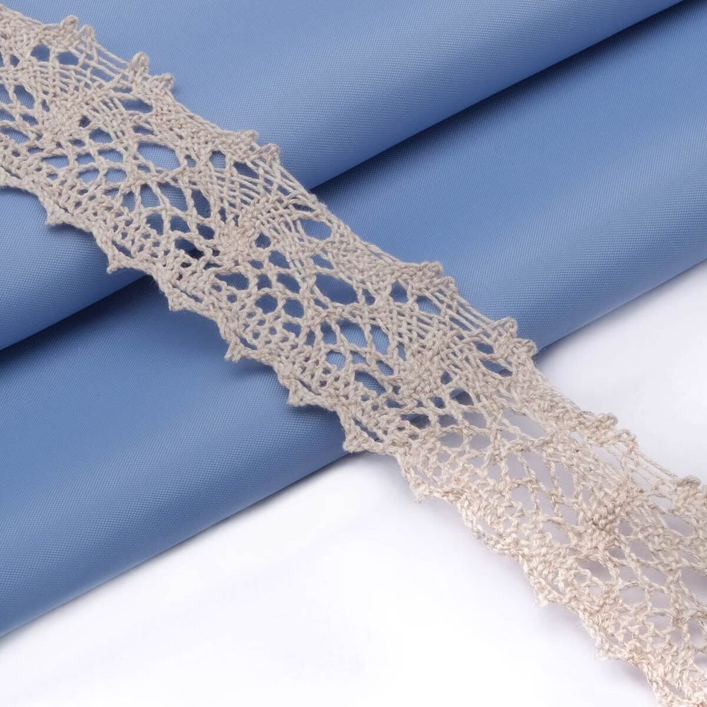 Кружево вязаное (тесьма) хлопковое 35 мм / 25 метров, рис.35.01.199 (лен) С3749Г17