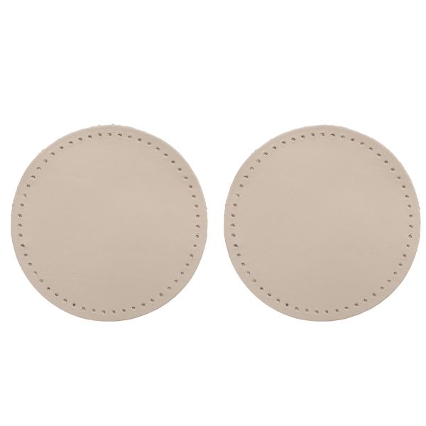 Заплатки пришивные из кожи, круг ⌀8см с перфорацией, 2 шт, 100% кожа, 06 бежевый, 9121