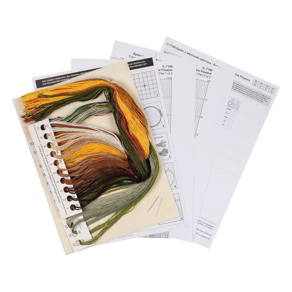 Набор для вышивания нитками Panna, Букет с желтыми цветами 38х31 см