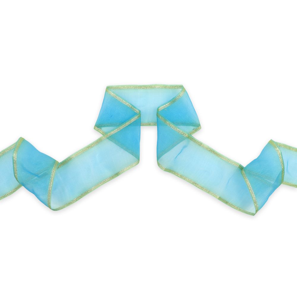 Лента для бантов (капрон) с мет. краем, 7 см, 25 м (голубой) С3502