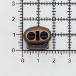 Фиксатор (зажим) для шнура металл плоский, 2 отв., 18х15 мм, (in ⌀4,4 мм), мет. цв.медь, 10 шт