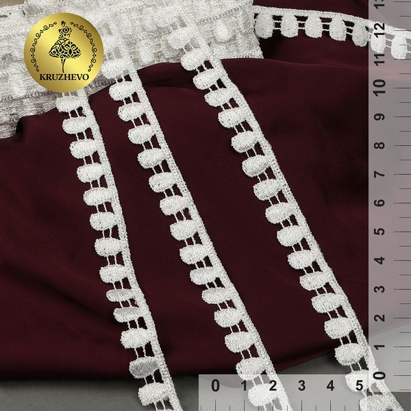 Кружево гипюр (плетёное) 10 мм, TBY.W1088, теплый белый, 13.71м, Kruzhevo