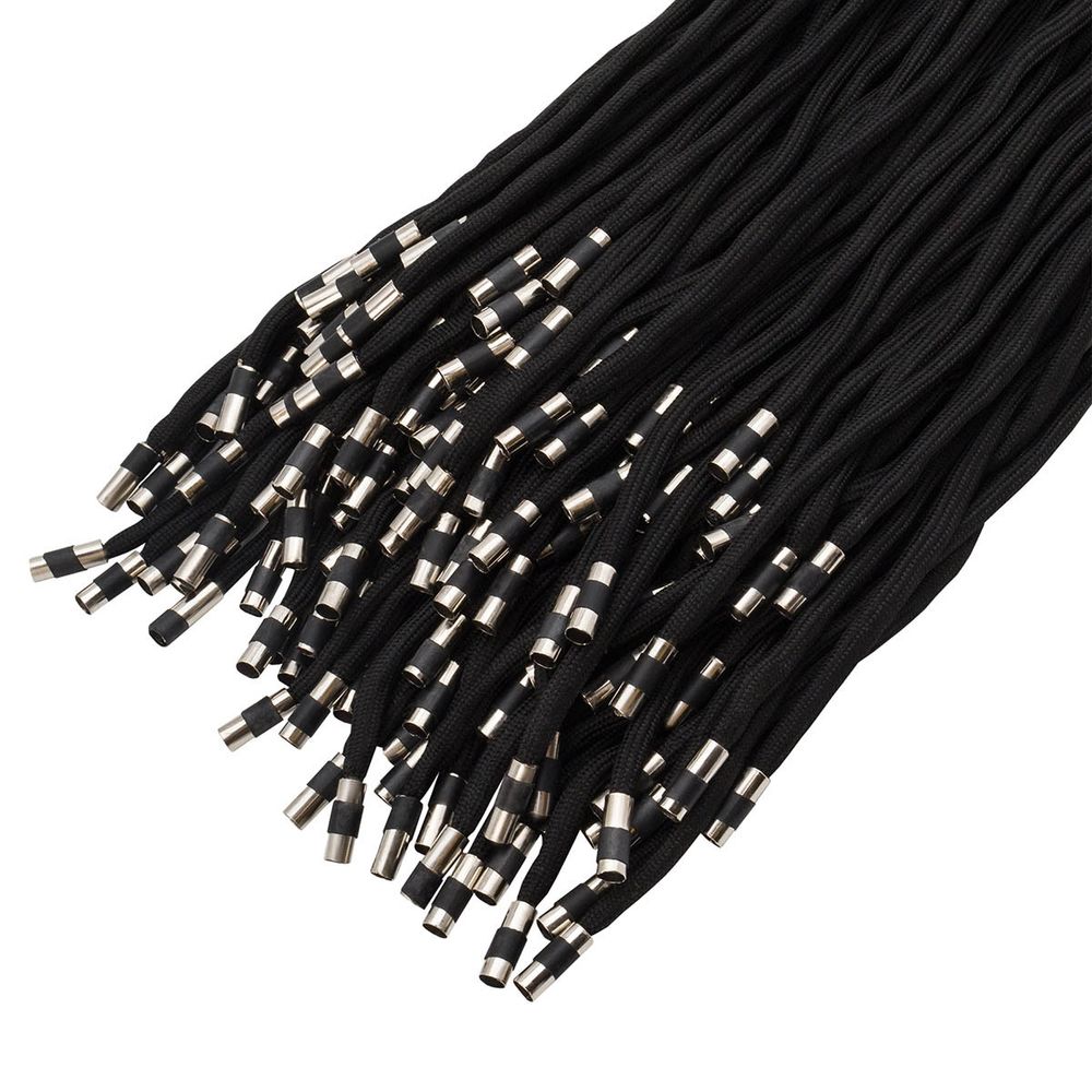Шнурки круглые с металлическим наконечником ⌀5.0 мм / 130 см, 100 шт, черный