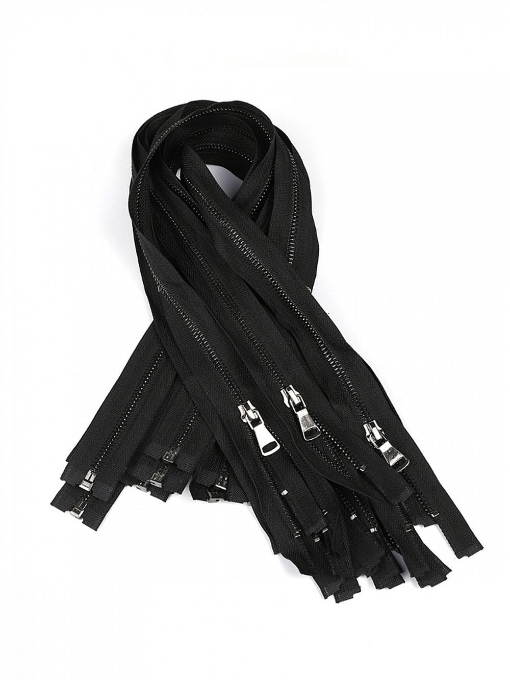 Молния металл Т5 (5 мм) 1 зам., разъем., 55 см, черный никель шлиф.звено, цв.F322 черный, 1 шт, Mzip