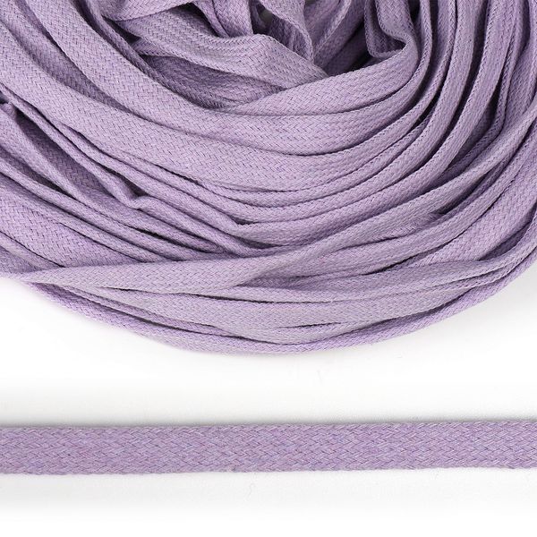Шнур плоский плетеный х/б ⌀8.0 мм / 50 метров, классическое плетение 135 сирень
