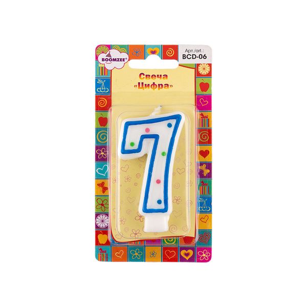 Свеча для торта Цифра 7, 20.25 г, 12 шт, Boomzee BCD-06