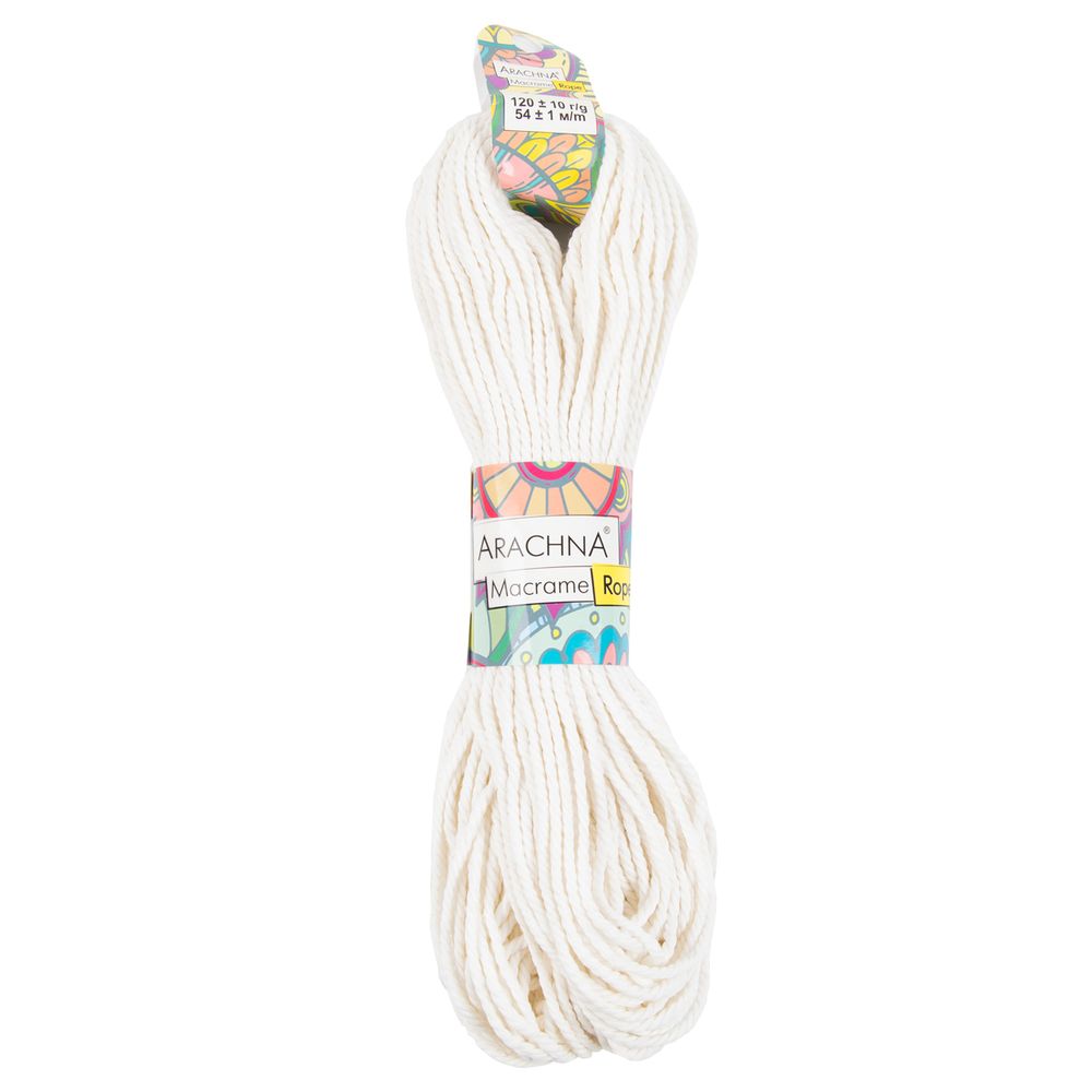 Пряжа ARACHNA Macrame Rope 70% хлопок, 30% полиэстер, 3 шт, х120±10 г 54 м ± 1 м, №305 молочный, Arachna Macrame Rope