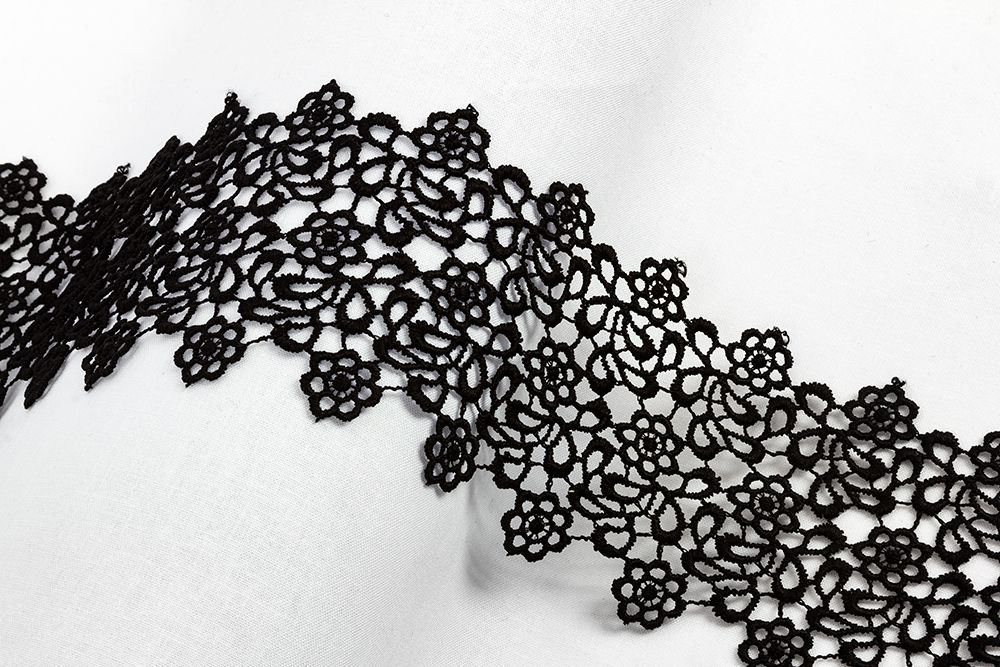 Кружево гипюр (плетёное) 80 мм / 10 м, черный, Gamma GGM-8002 Кружево гипюр (плетёное) 80 мм / 10 м, черный, Gamma GGM-8002