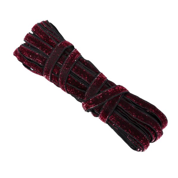 Лента бархатная (тесьма) 10.0±2 мм / 10±0.5 метров, с метанитом, рис 9252 малиновый/черный, Blitz С3722Г17