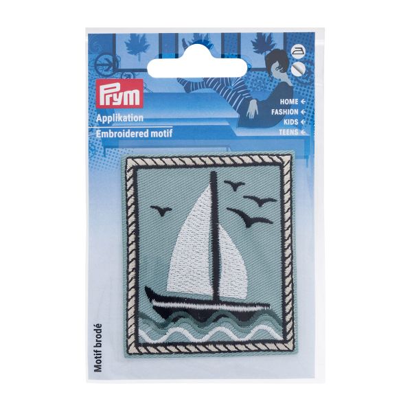 Термоаппликация самоклеящаяся/приутюживаемая Парусник син./беж. 1шт Prym, 921551