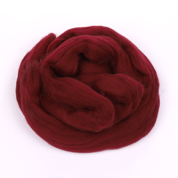 Шерсть для валяния Пехорка Гребенная лента тонкая 1х50 г (до 23 мкр), 323 темный бордо