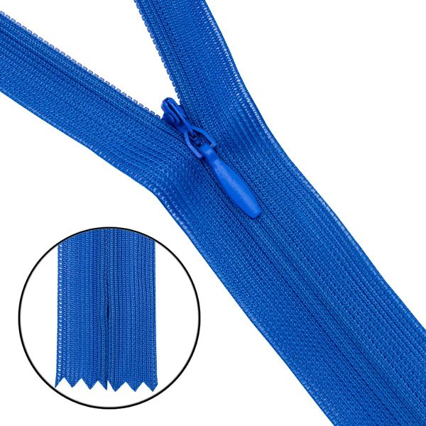 Молния потайная (скрытая) Т3 (3 мм) 1 зам., н/раз., 50 см, нейлон, F213 васильковый, 10 шт