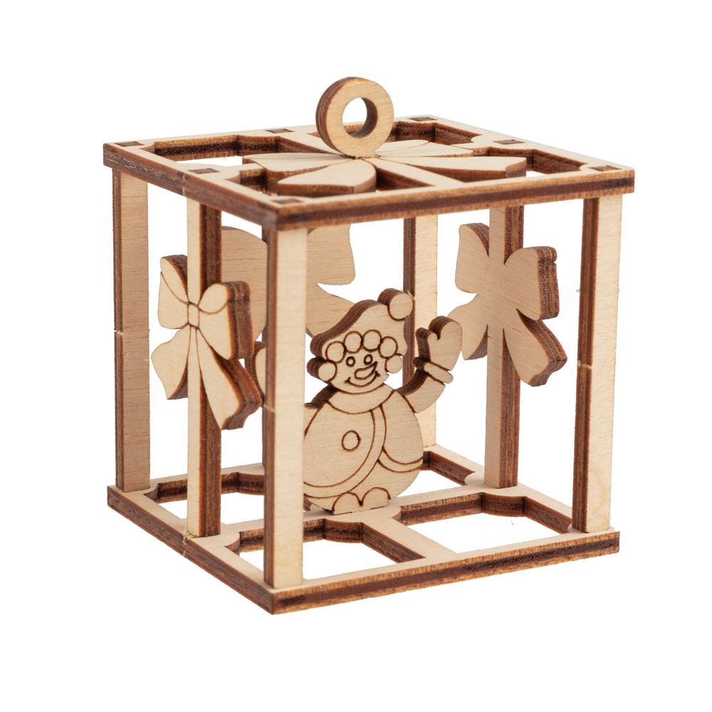 Заготовка из фанеры Подвеска объемная Подарок 5х5х5.7 см, Mr.Carving, КЛ-46