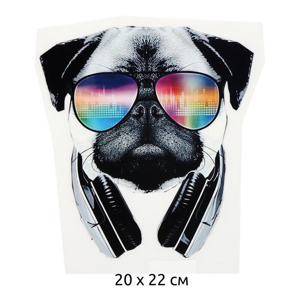 Термотрансфер TY.1303 Мопс и наушники 20х22см, уп.10 шт