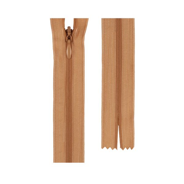 Молния потайная (скрытая) Т3 (3 мм) 1 зам., н/раз., 18 см, пластик, 123 т.бежевый, G013P Gamma, 10 шт