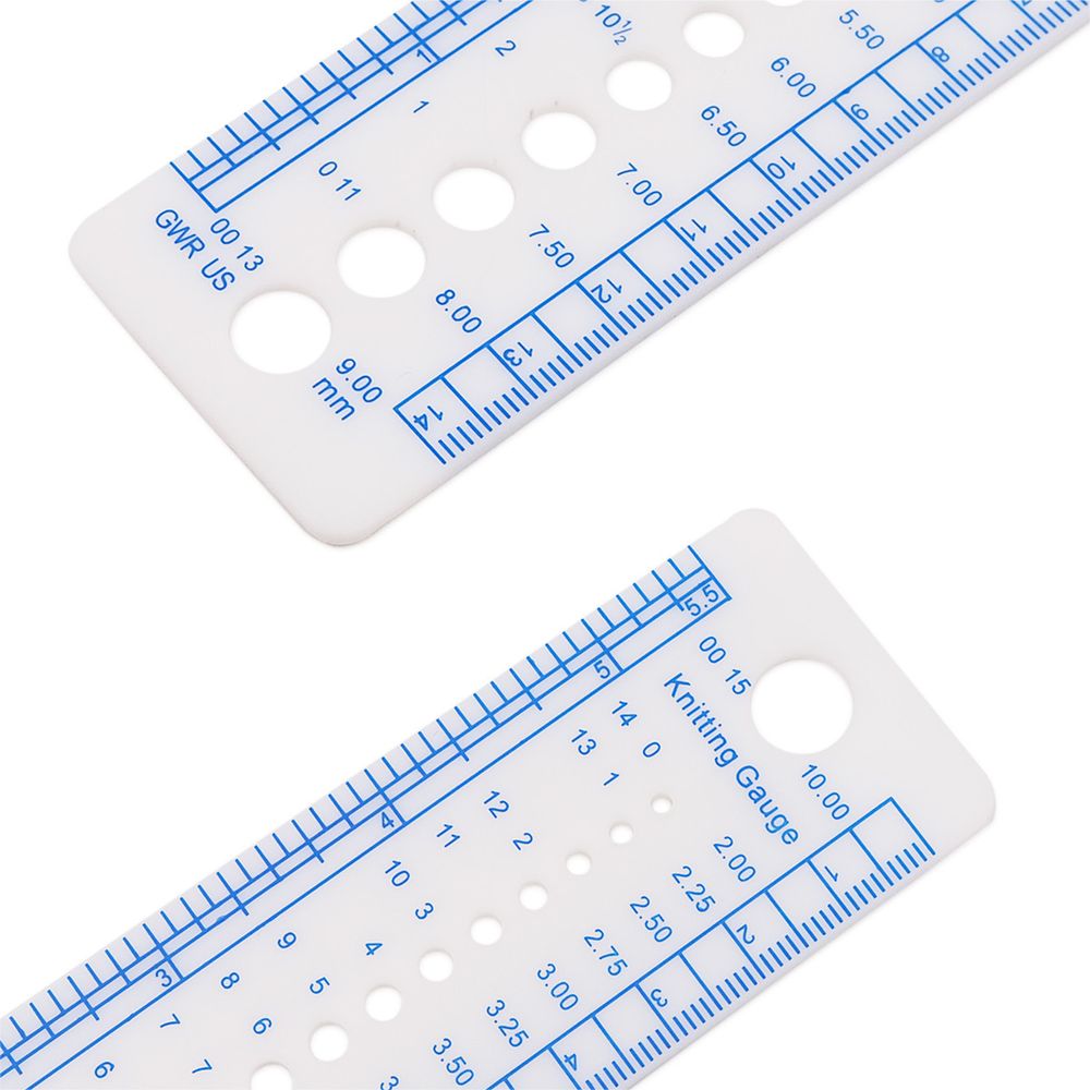 Линейка для определения размера спиц и плотности вязания 16х4см