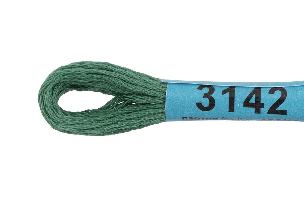 Мулине Gamma 100% хлопок, цв.3142 т.серо-зеленый, 24 мотка по 8 метров